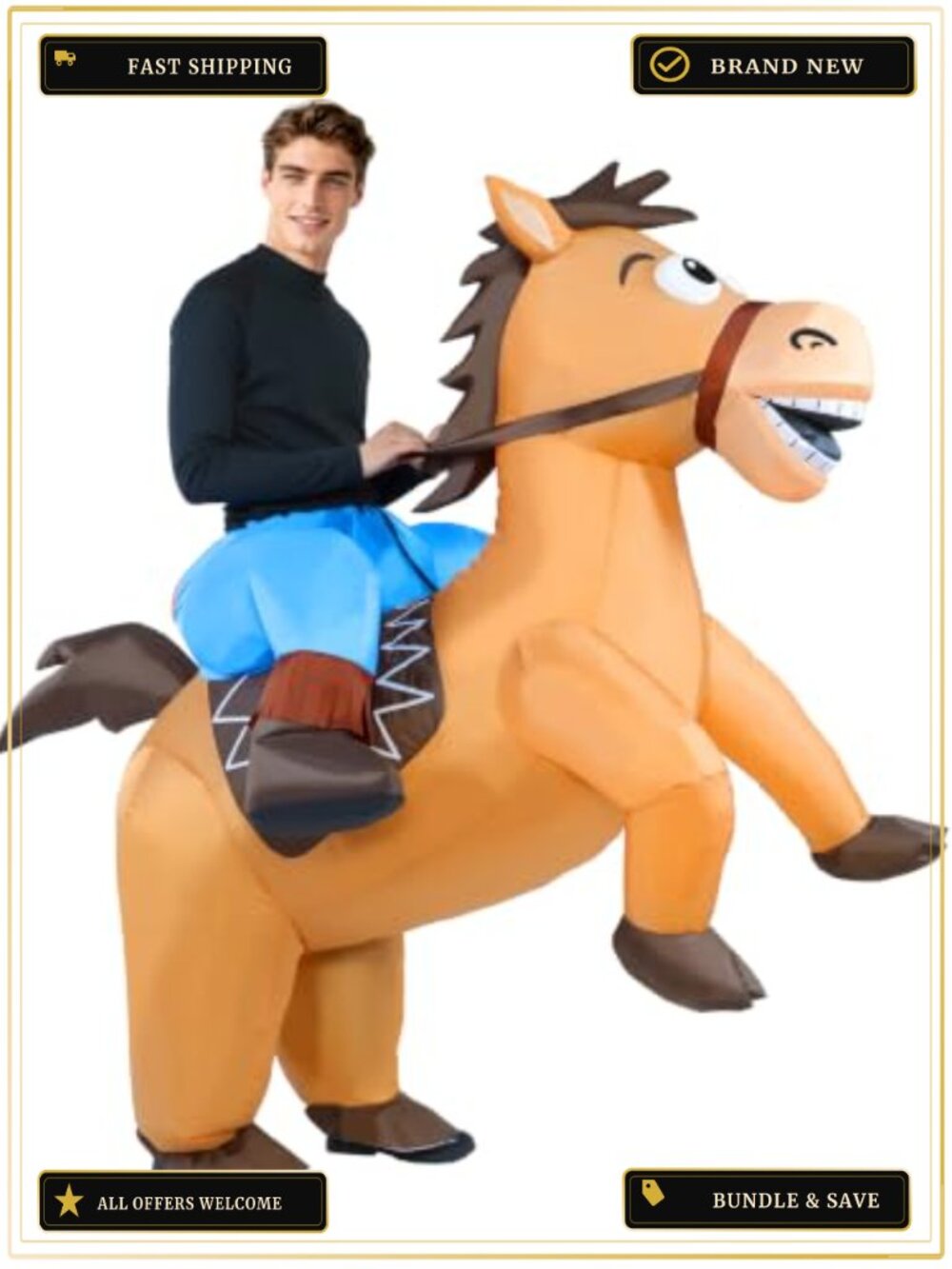 PAFIGA Inflatable Horse Costume Adult Cowboy Ride On Blow Up Suit